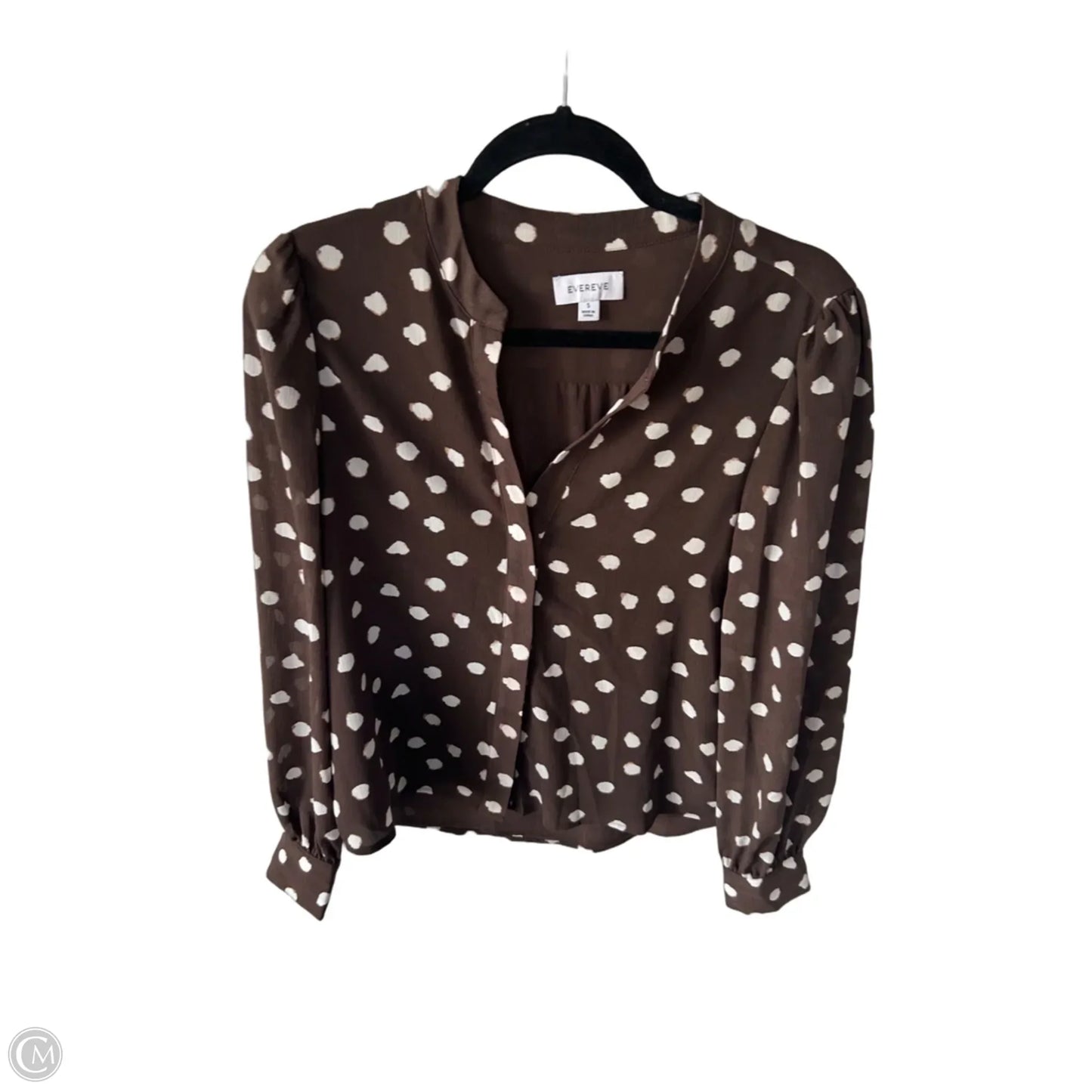 Top Long Sleeve By Evereve In Brown & White, Size: S