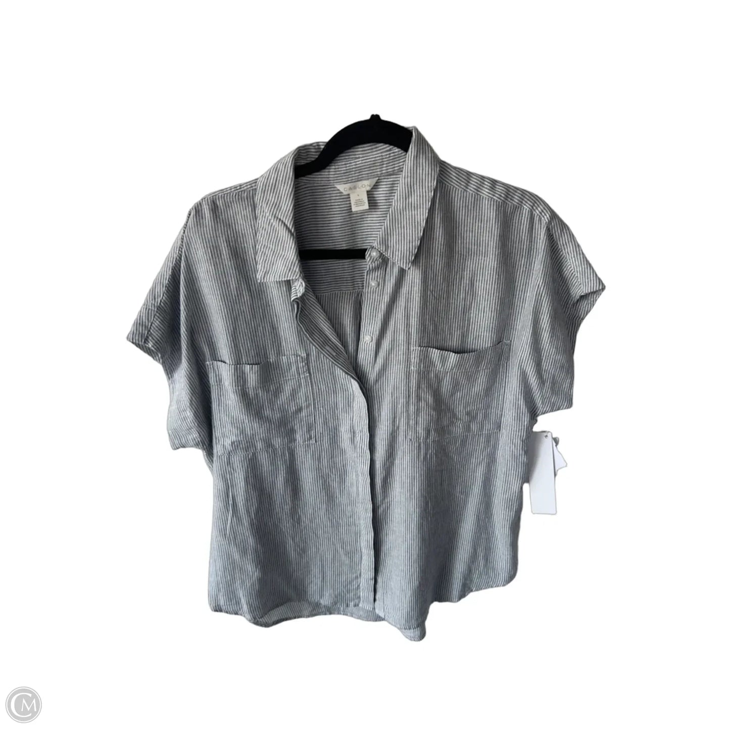 Top Short Sleeve By Caslon In Blue & White, Size: L
