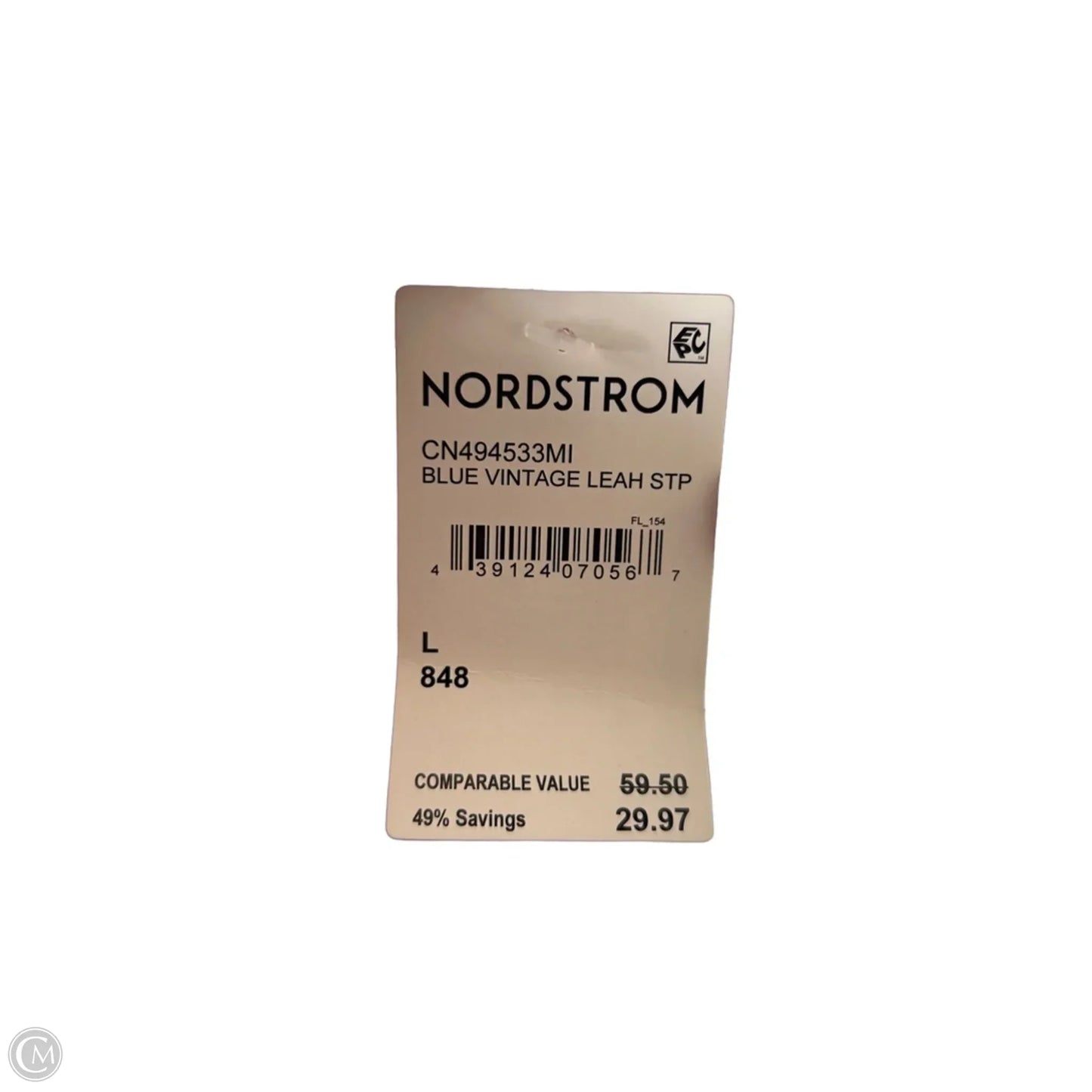 Top Short Sleeve By Caslon In Blue & White, Size: L