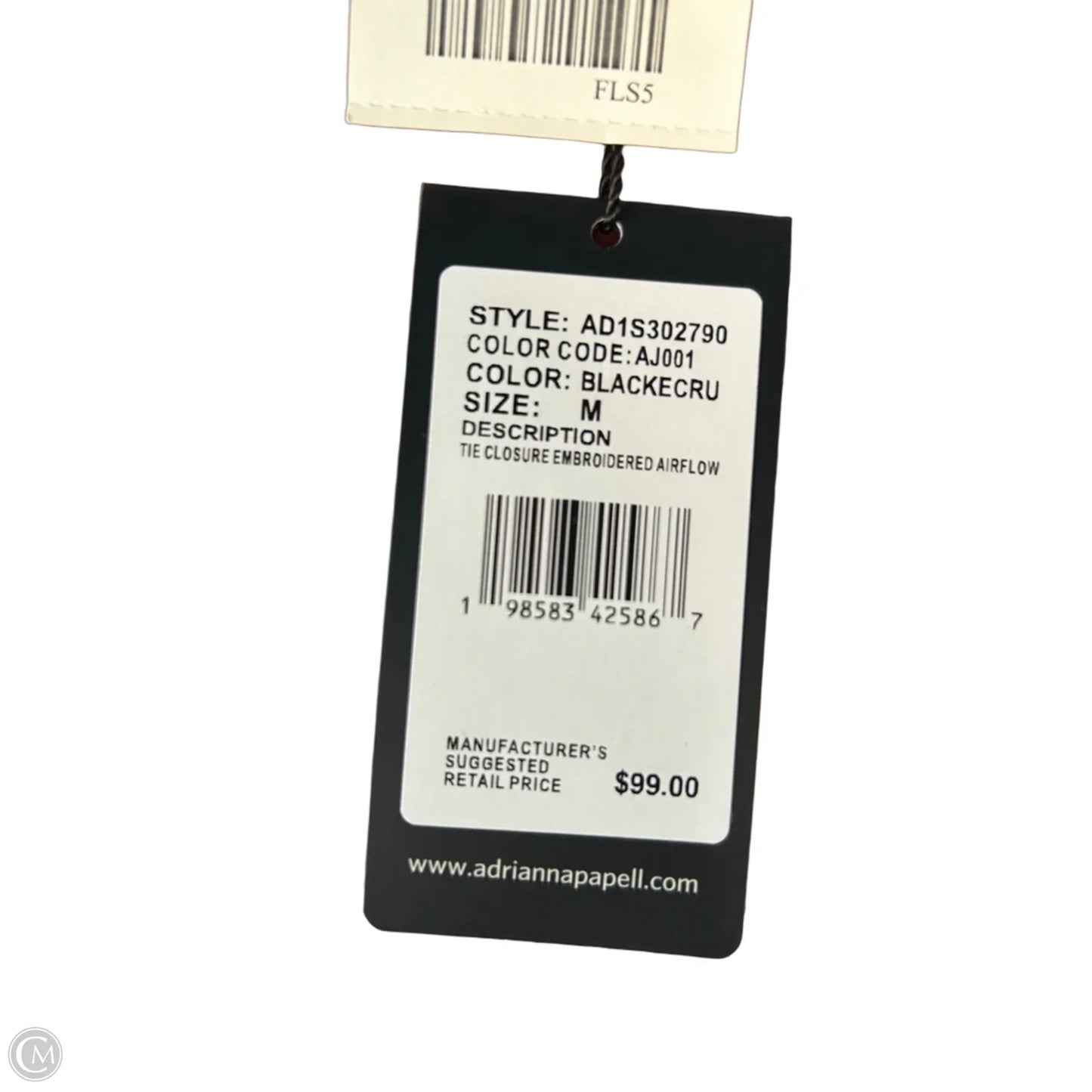 Top 3/4 Sleeve By Adrianna Papell In Black & Cream, Size: M