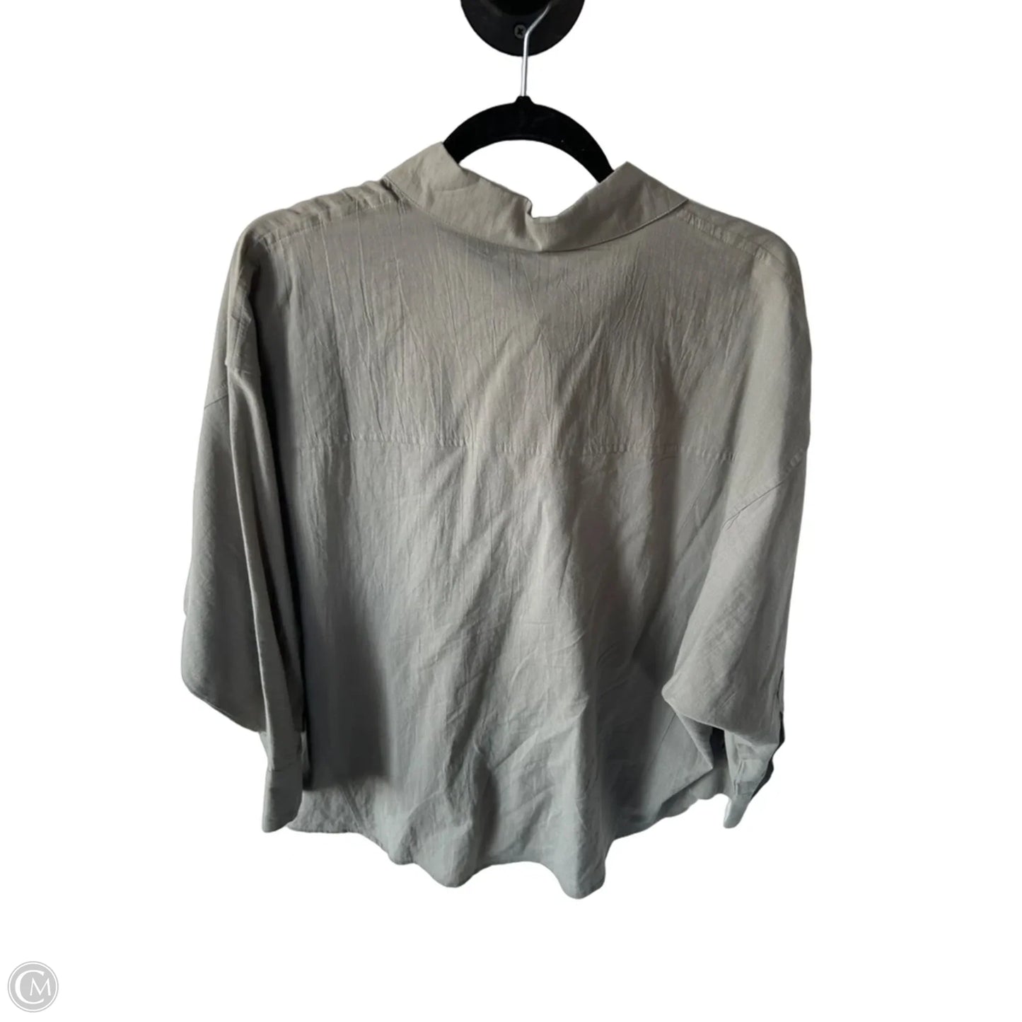 Blouse Long Sleeve By Grade & Gather In Grey, Size: S