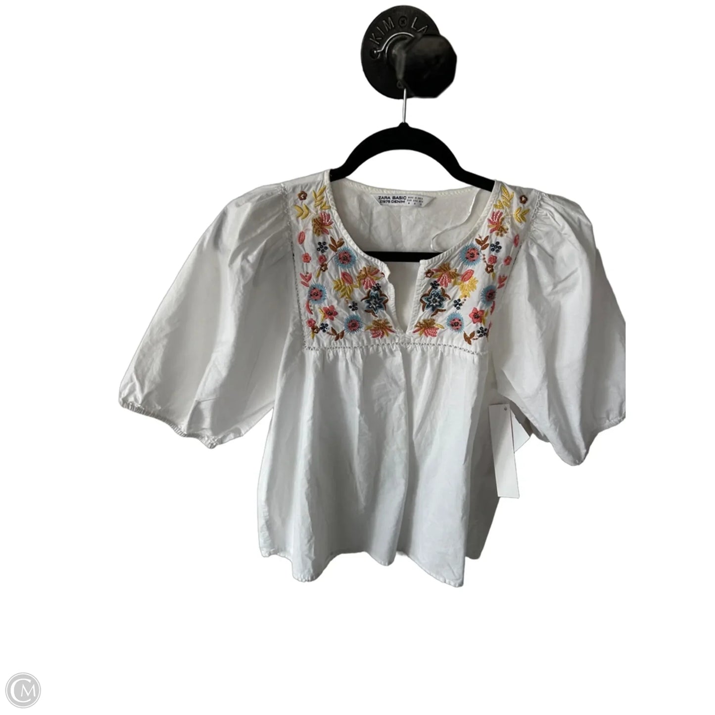 Top Short Sleeve By Zara In White, Size: M