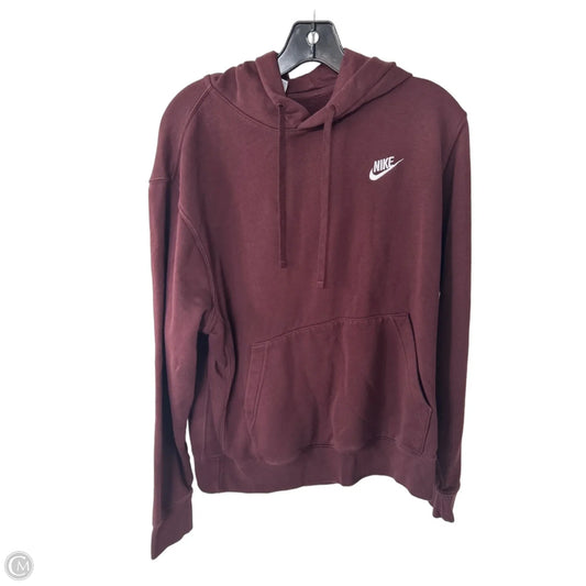 Athletic Sweatshirt Hoodie By Nike In Brown, Size: M