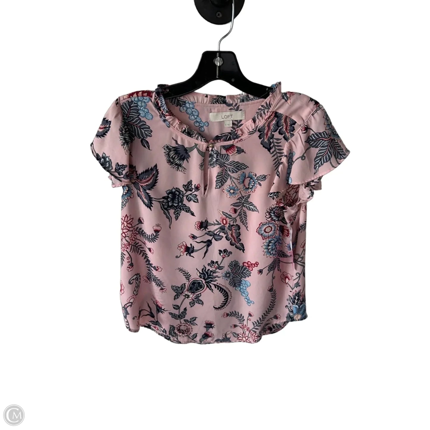Top Short Sleeve By Loft In Grey & Pink, Size: S