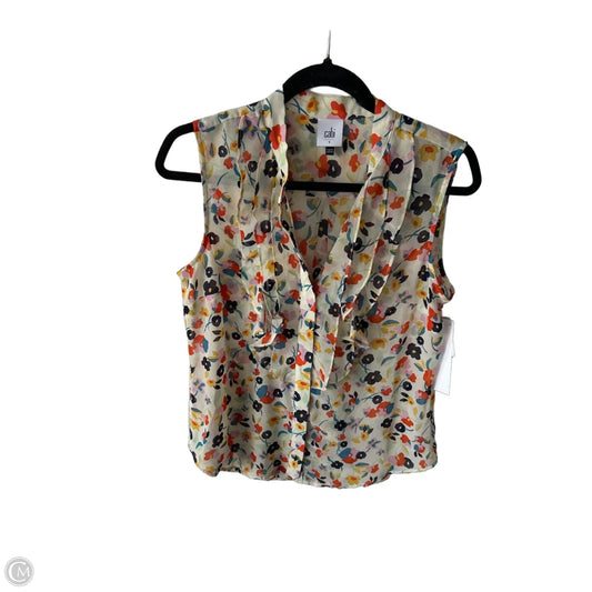 Top Sleeveless By Cabi In Floral Print, Size: S