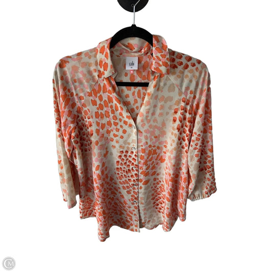 Top Long Sleeve By Cabi In Orange & Tan, Size: Xs