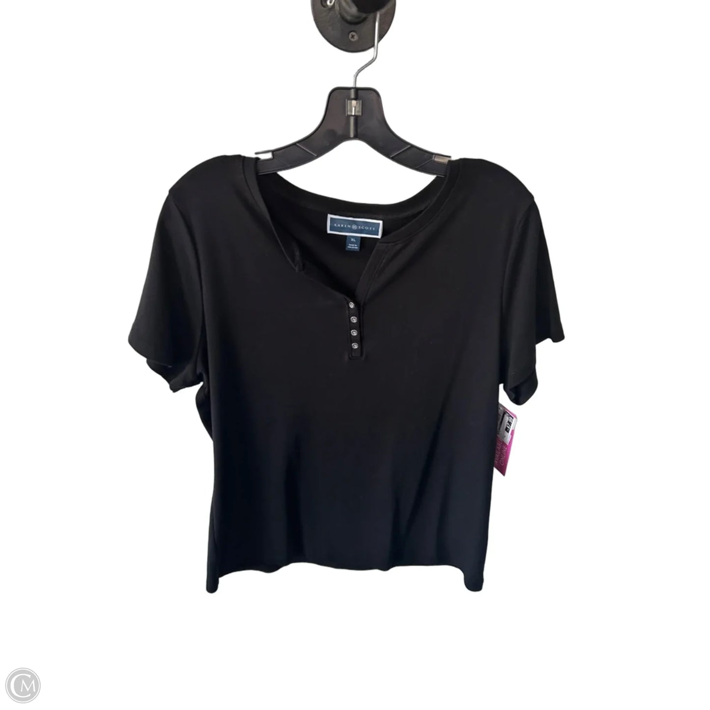 Top Short Sleeve By Karen Scott In Black, Size: Xl