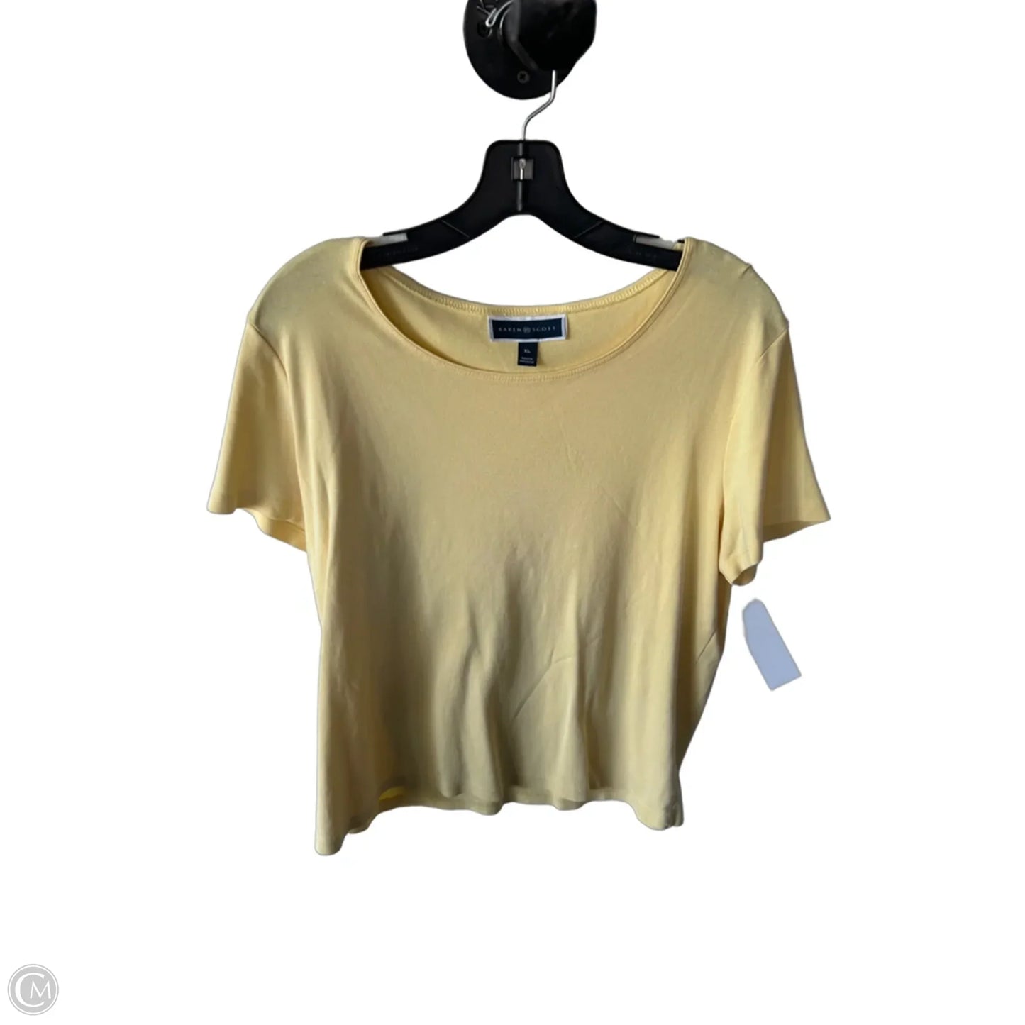 Top Short Sleeve Basic By Karen Scott In Yellow, Size: Xl