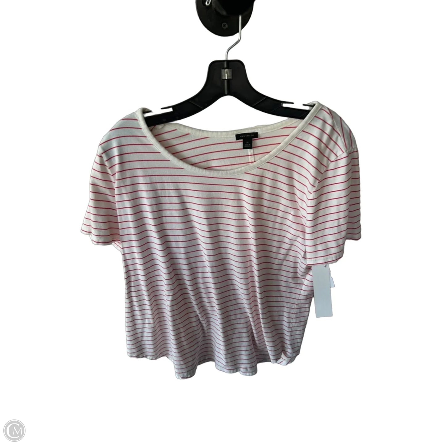 Top Short Sleeve By Ann Taylor In Red & White, Size: Xl