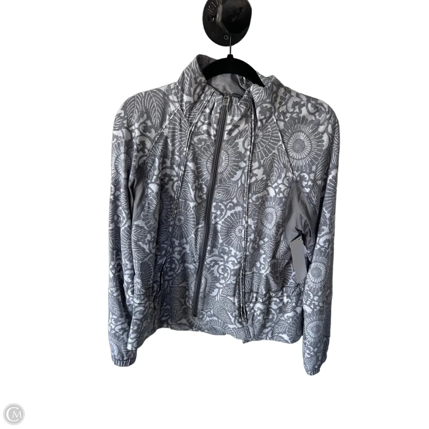 Athletic Jacket By Lululemon In Grey & White, Size: M