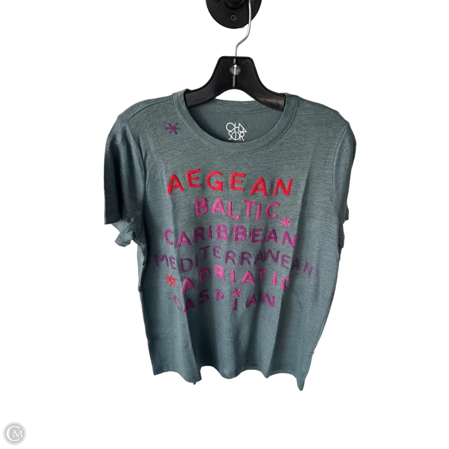 Top Short Sleeve By Chaser In Grey & Red, Size: L