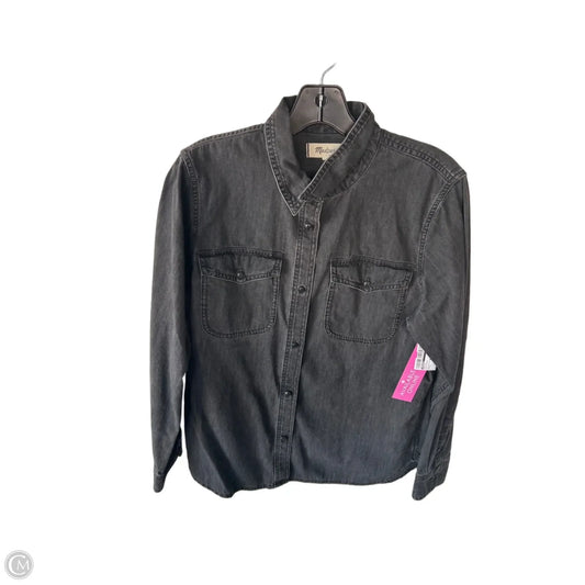 Top Long Sleeve By Madewell In Black Denim, Size: L