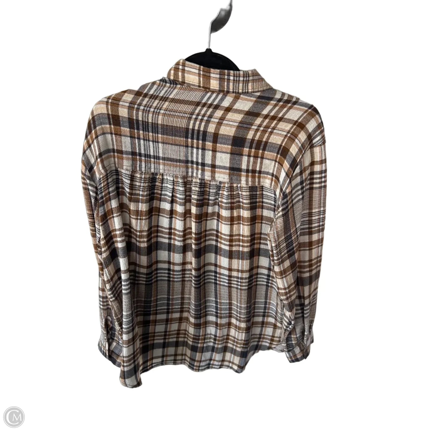 Top Long Sleeve By Pilcro In Brown & White, Size: M
