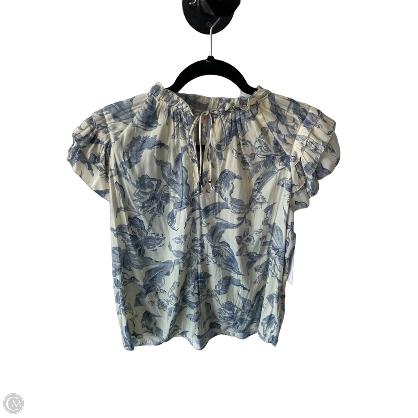 Top Short Sleeve By Philosophy In Blue & Cream, Size: M