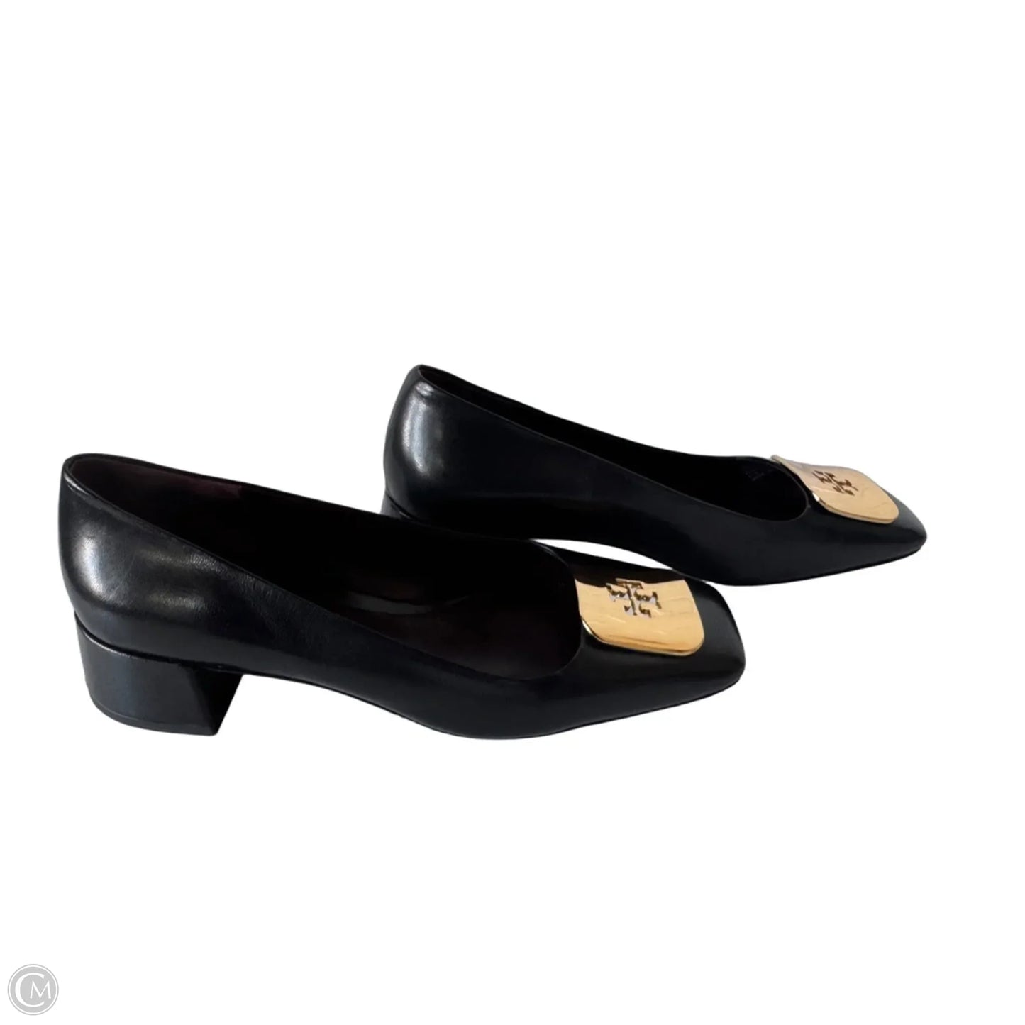 Shoes Designer By Tory Burch In Black & Gold, Size: 8