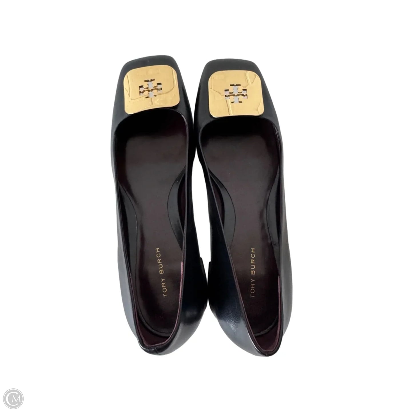 Shoes Designer By Tory Burch In Black & Gold, Size: 8