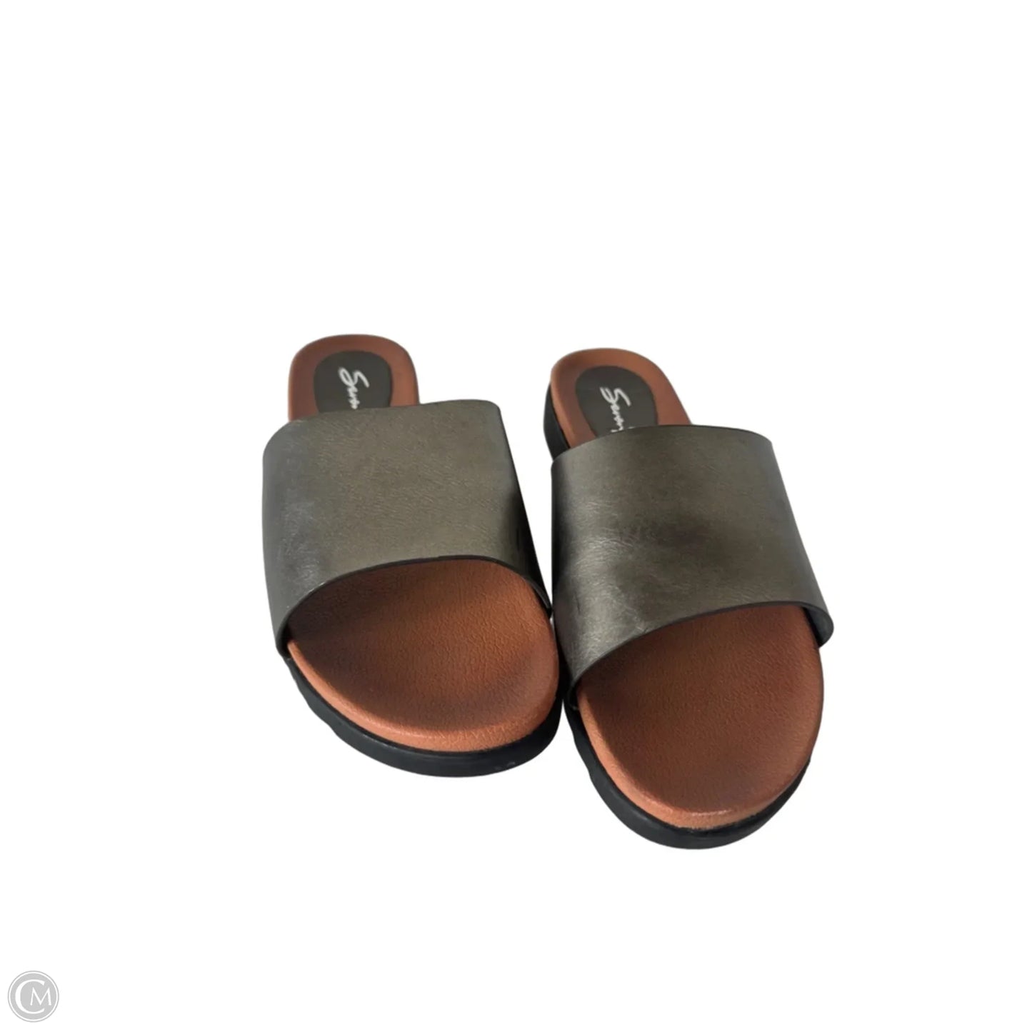 Sandals Flats By Seven 7 In Black & Silver, Size: 9