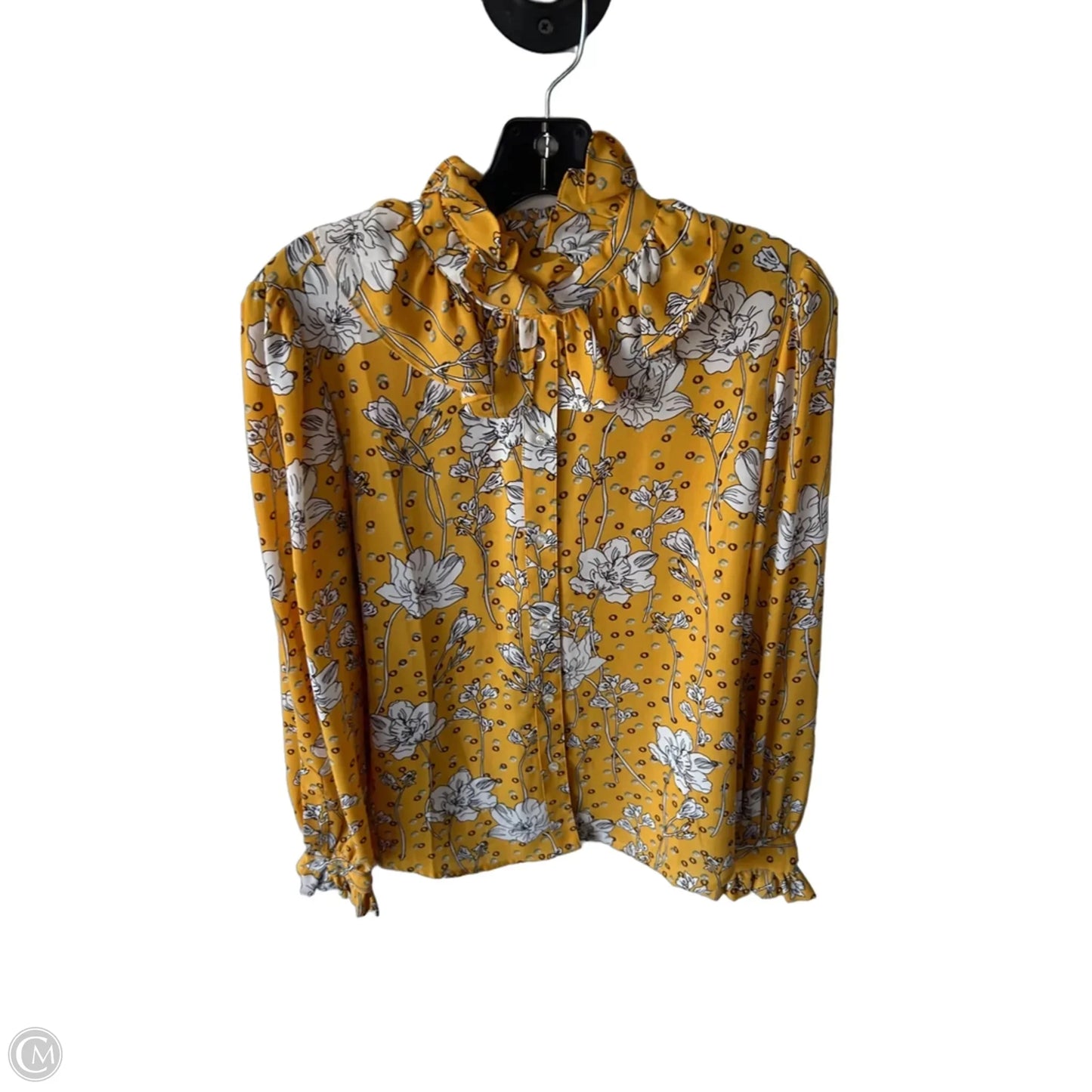 Top Long Sleeve By Halogen In Yellow, Size: S