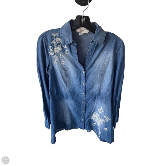 Top Long Sleeve By Vintage America In Blue Denim, Size: S