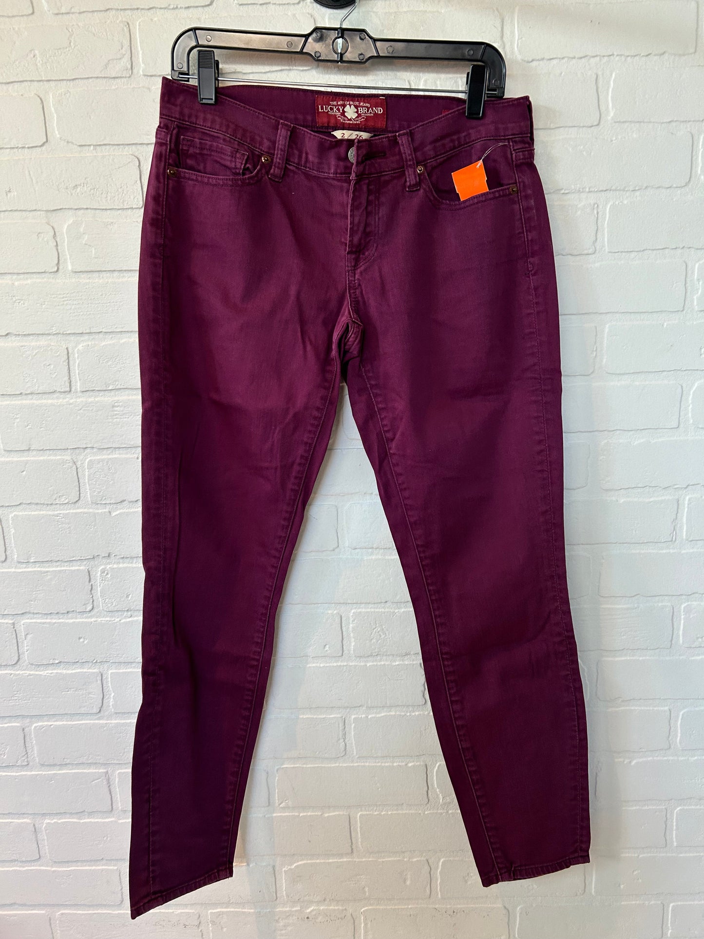 Maroon Jeans Skinny Lucky Brand, Size 2