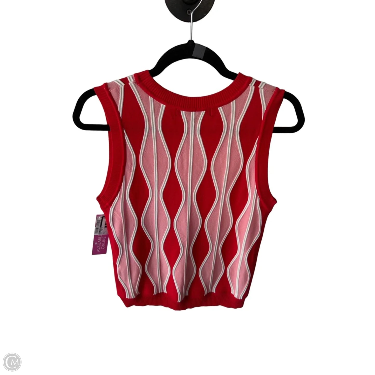 Vest Sweater By Eva Franco In Pink & Red, Size: L