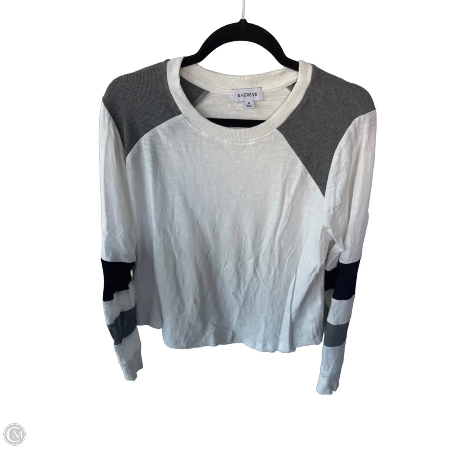 Top Long Sleeve By Evereve In Black & White, Size: M