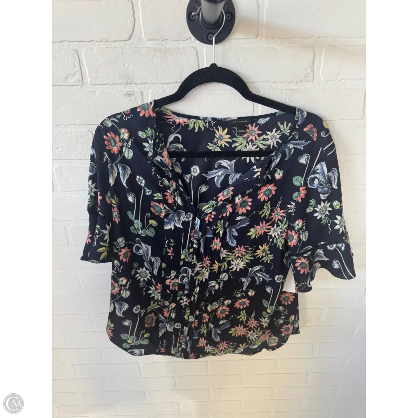 Top Short Sleeve By Ann Taylor In Blue & Green, Size: S