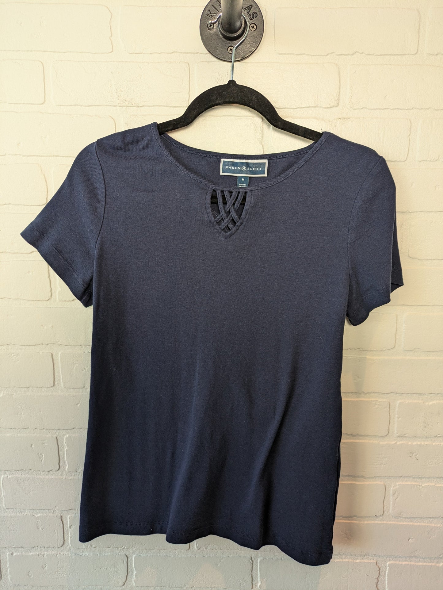 Top Short Sleeve Basic By Karen Scott In Navy, Size: M