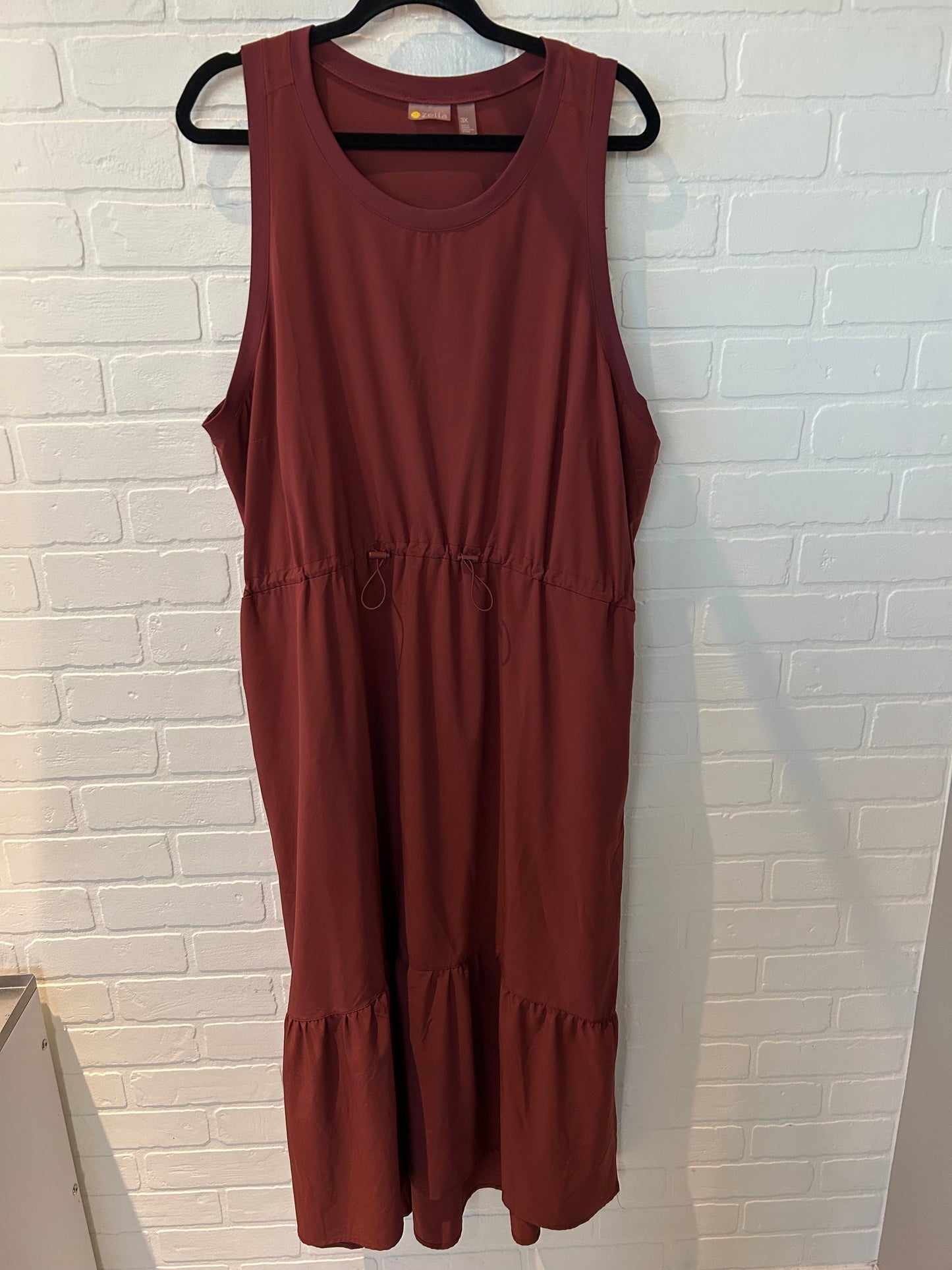 Dress Casual Midi By Zella In Maroon, Size: 3x