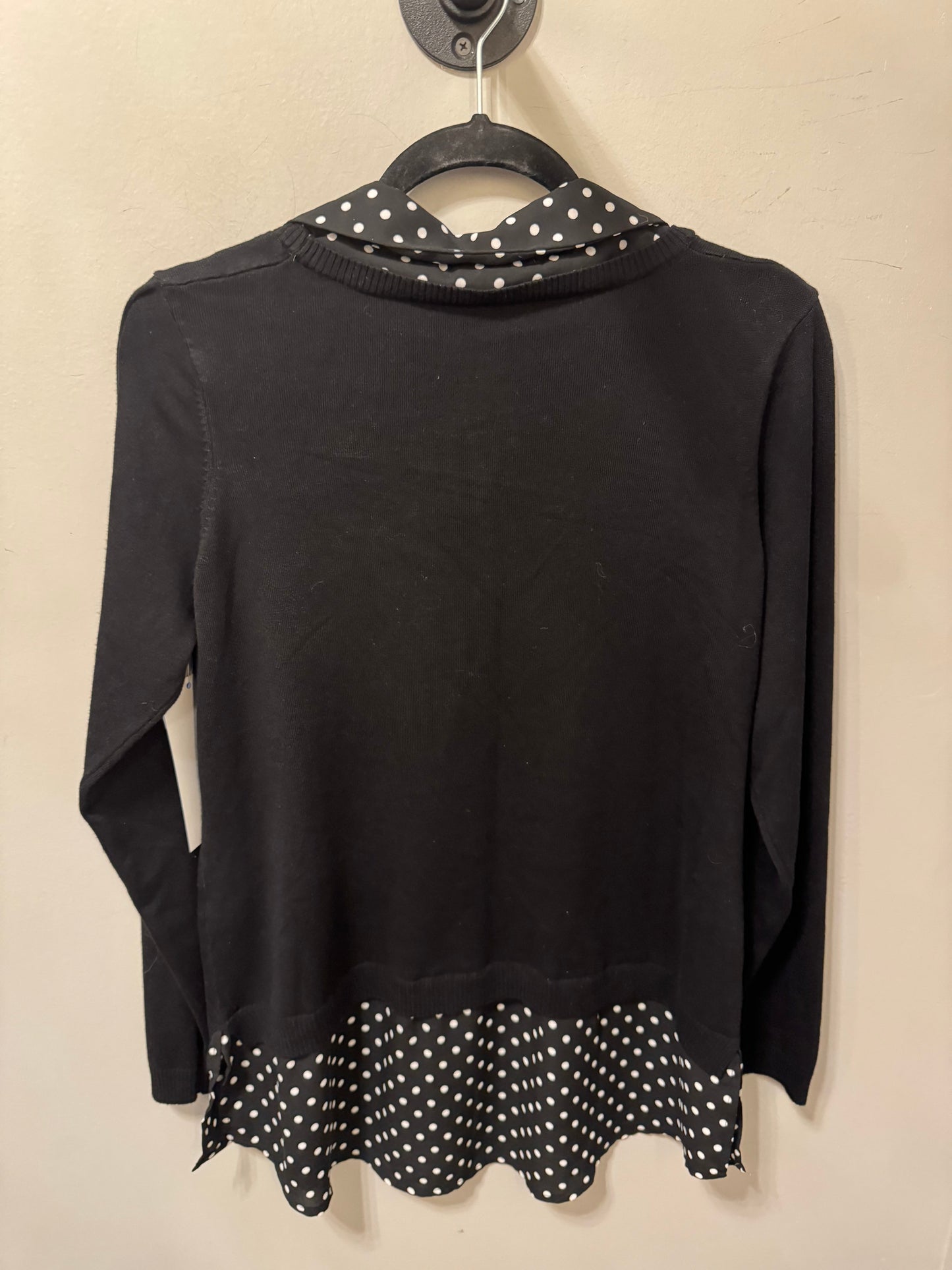 Sweater By Adrianna Papell In Black & White, Size: L