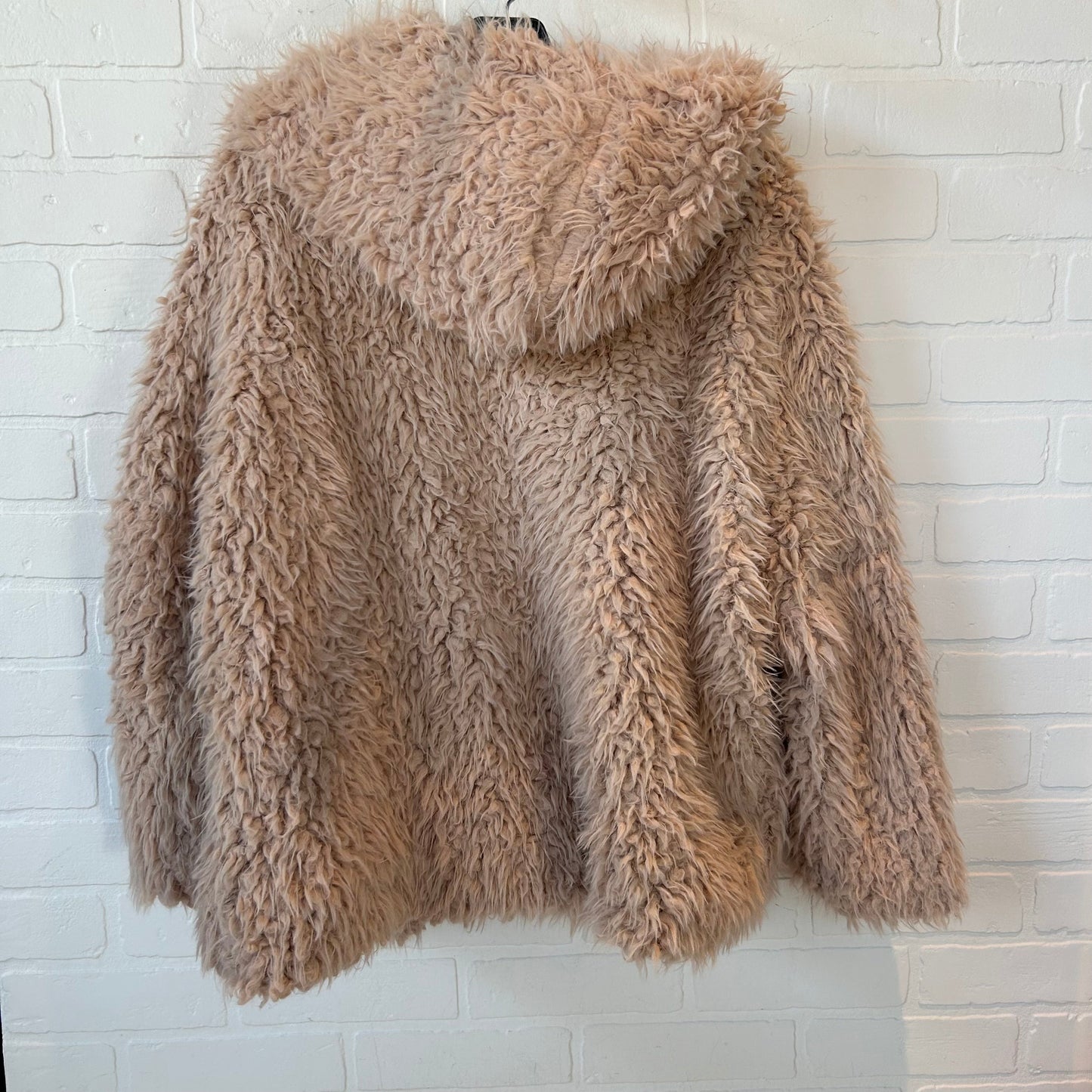 Coat Faux Fur & Sherpa By Love Tree In Tan, Size: S