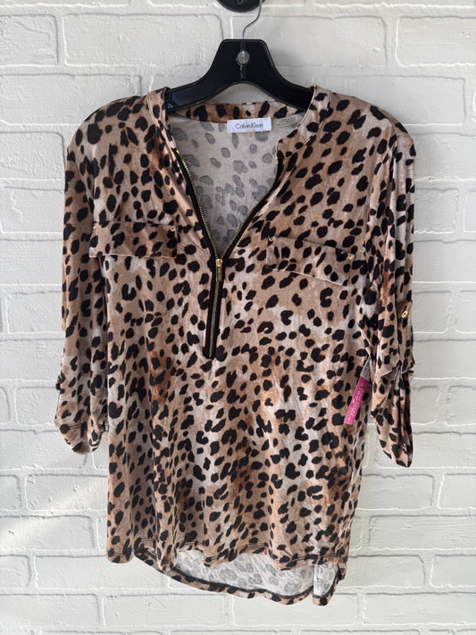 Top 3/4 Sleeve By Calvin Klein In Animal Print, Size: S