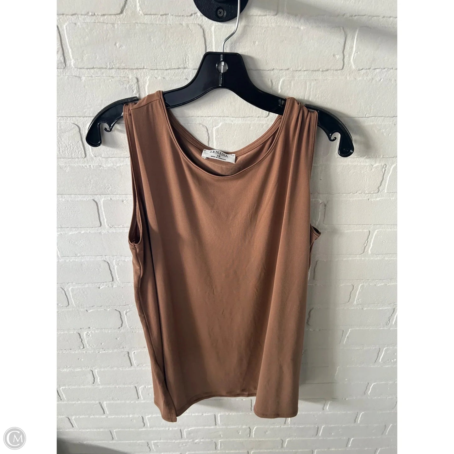 Tunic Sleeveless By Zenana In Brown, Size: 1x