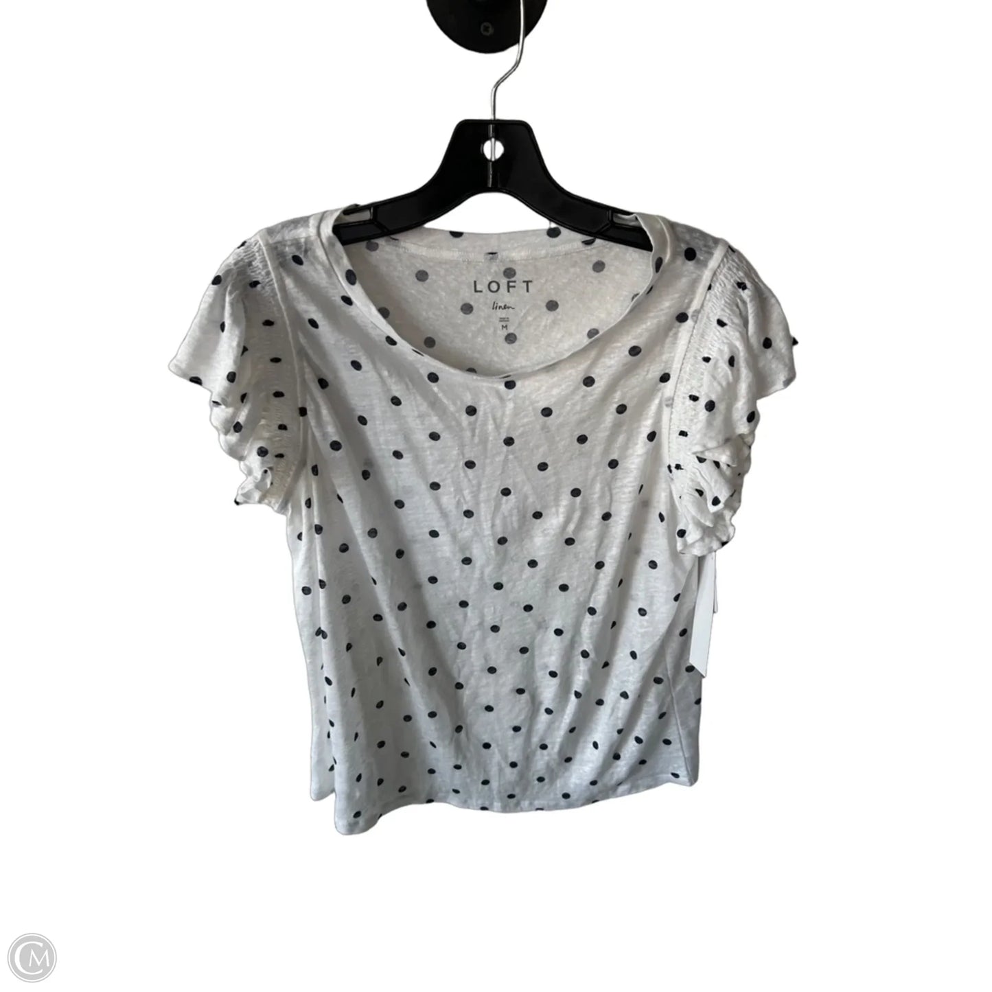 Top Short Sleeve By Loft In Blue & White, Size: M