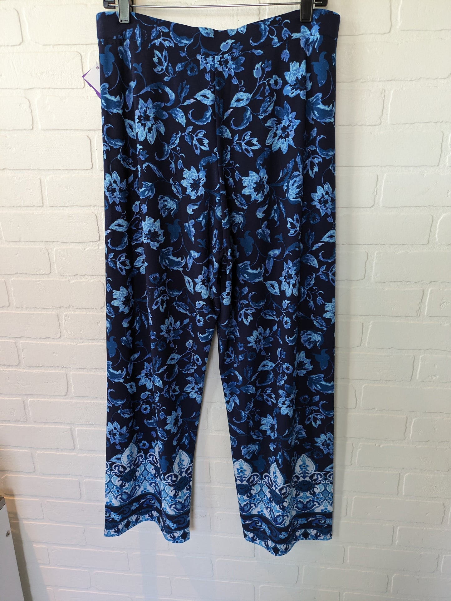 Floral Print Pants Wide Leg Susan Graver, Size 8