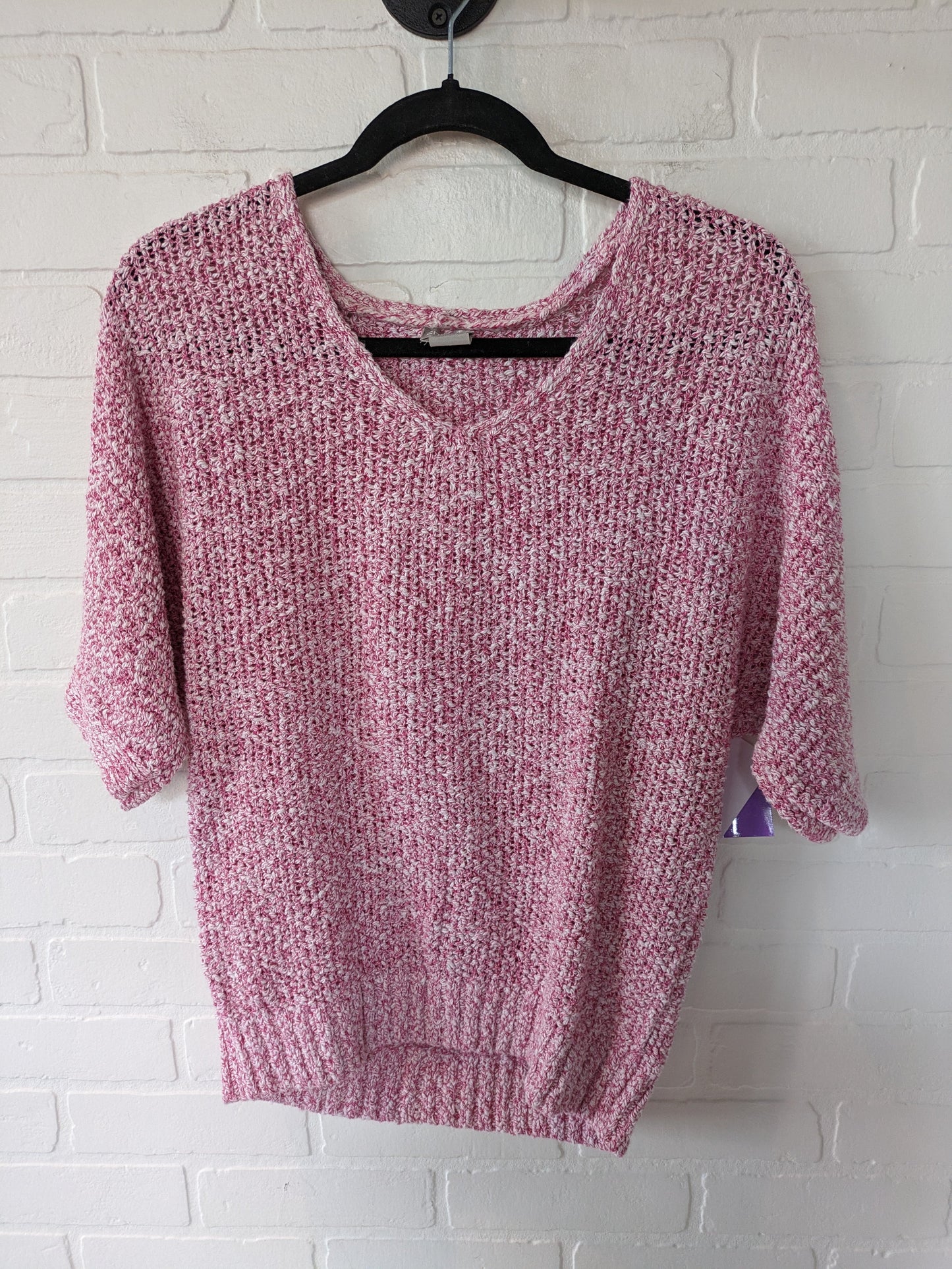 Pink & White Sweater Short Sleeve Chicos, Size S