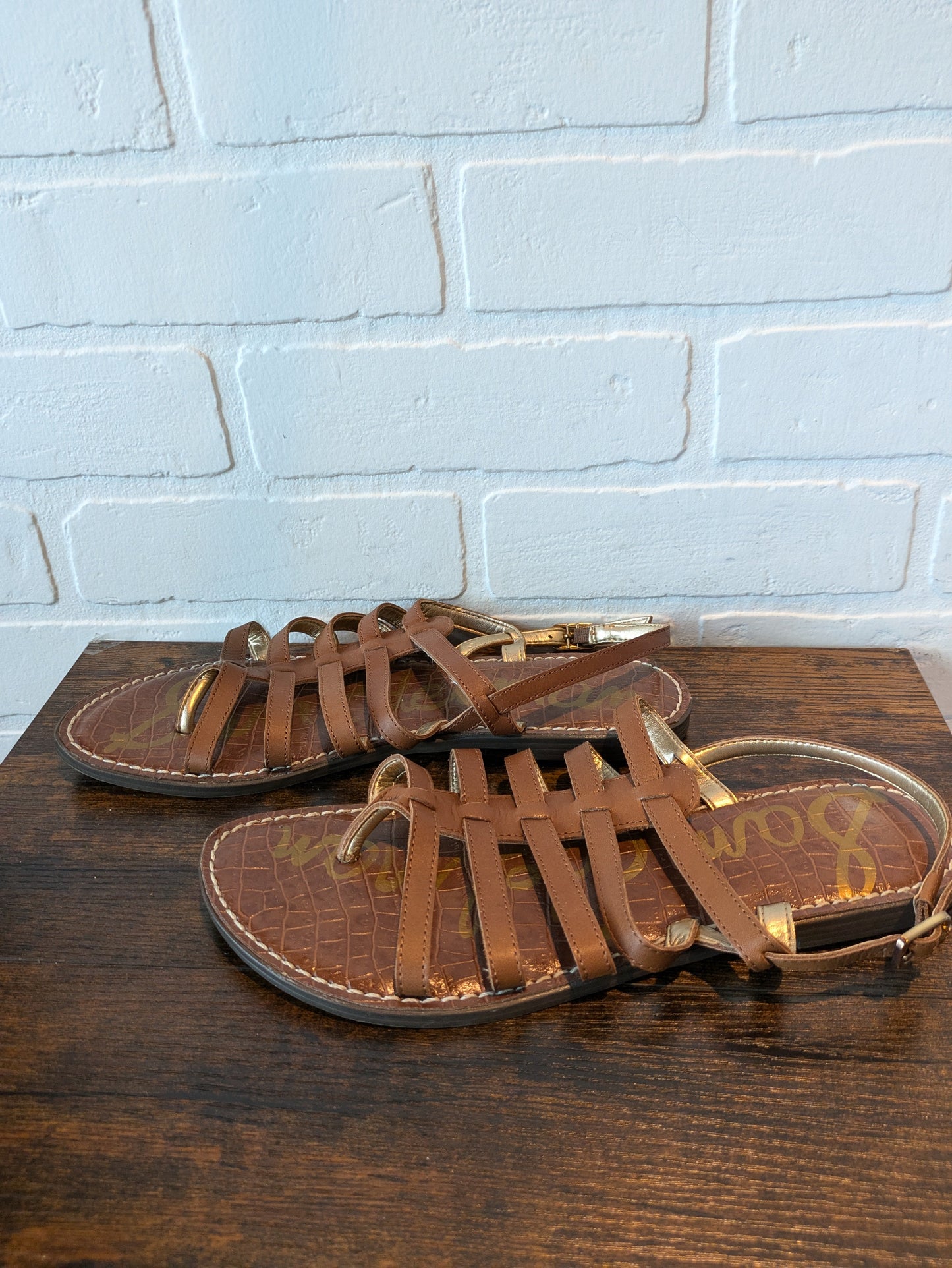 Brown Sandals Flats Sam Edelman, Size 9