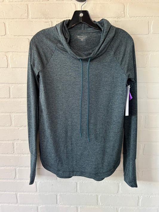 Green Athletic Top Long Sleeve Hoodie Athleta, Size Xxs