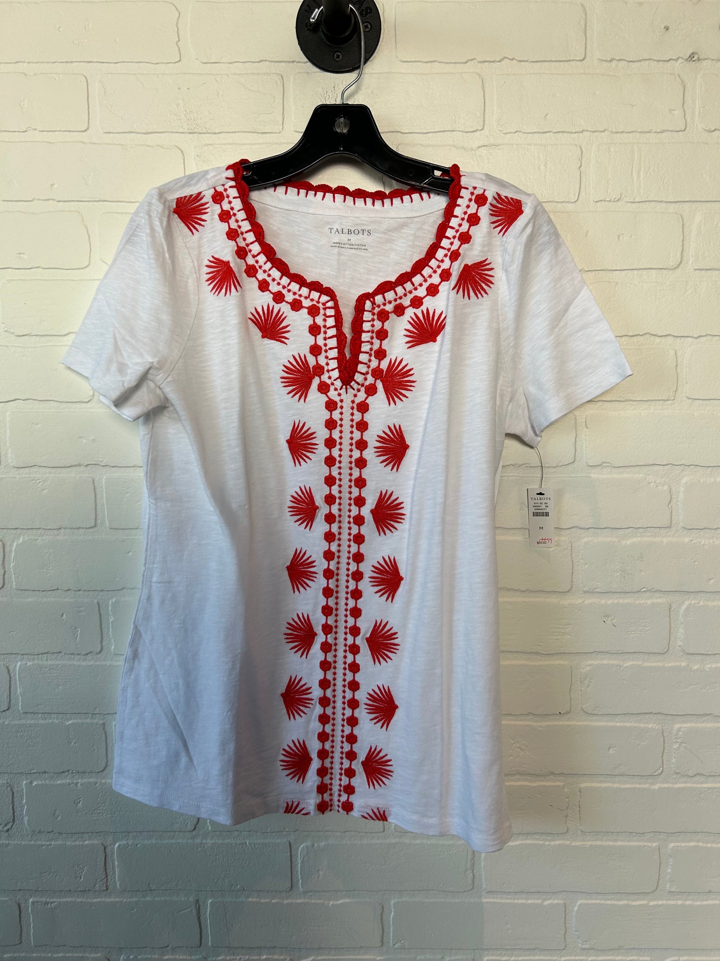 Red & White Top Short Sleeve Talbots, Size M