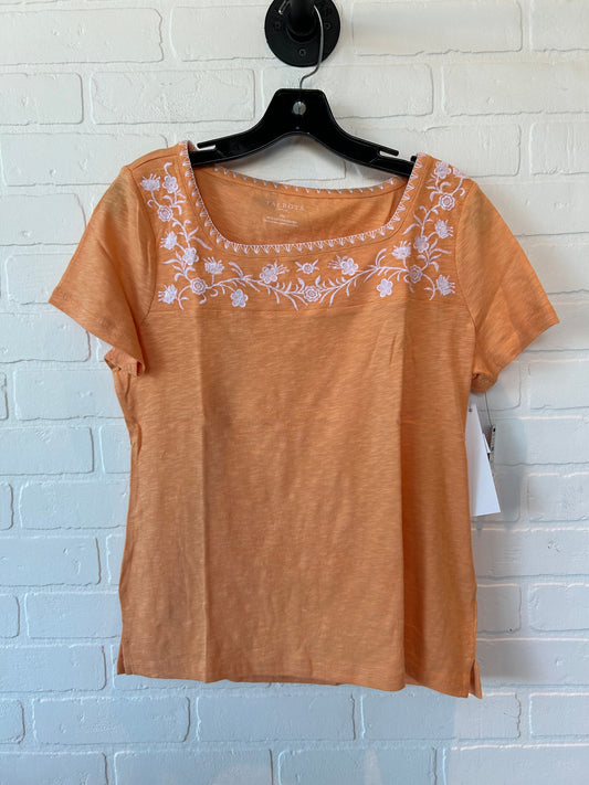 Orange & White Top Short Sleeve Basic Talbots, Size M