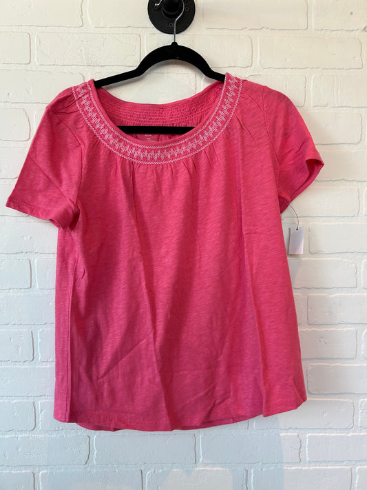 Pink & White Top Short Sleeve Basic Talbots, Size M