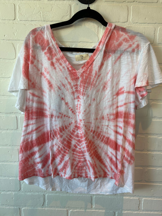 Orange & White Top Short Sleeve Basic T.la, Size M