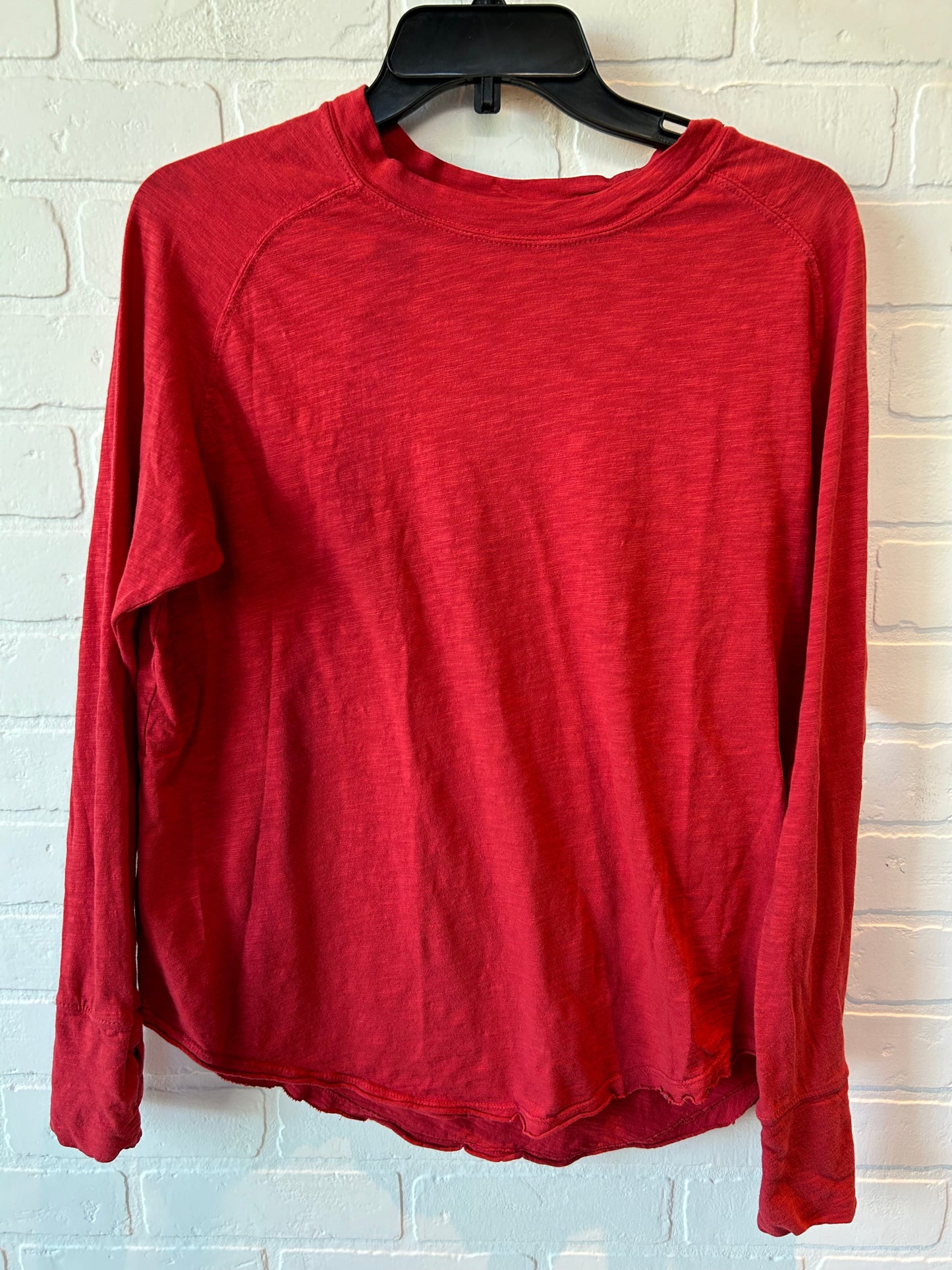 Red Athletic Top Long Sleeve Crewneck Zella, Size S