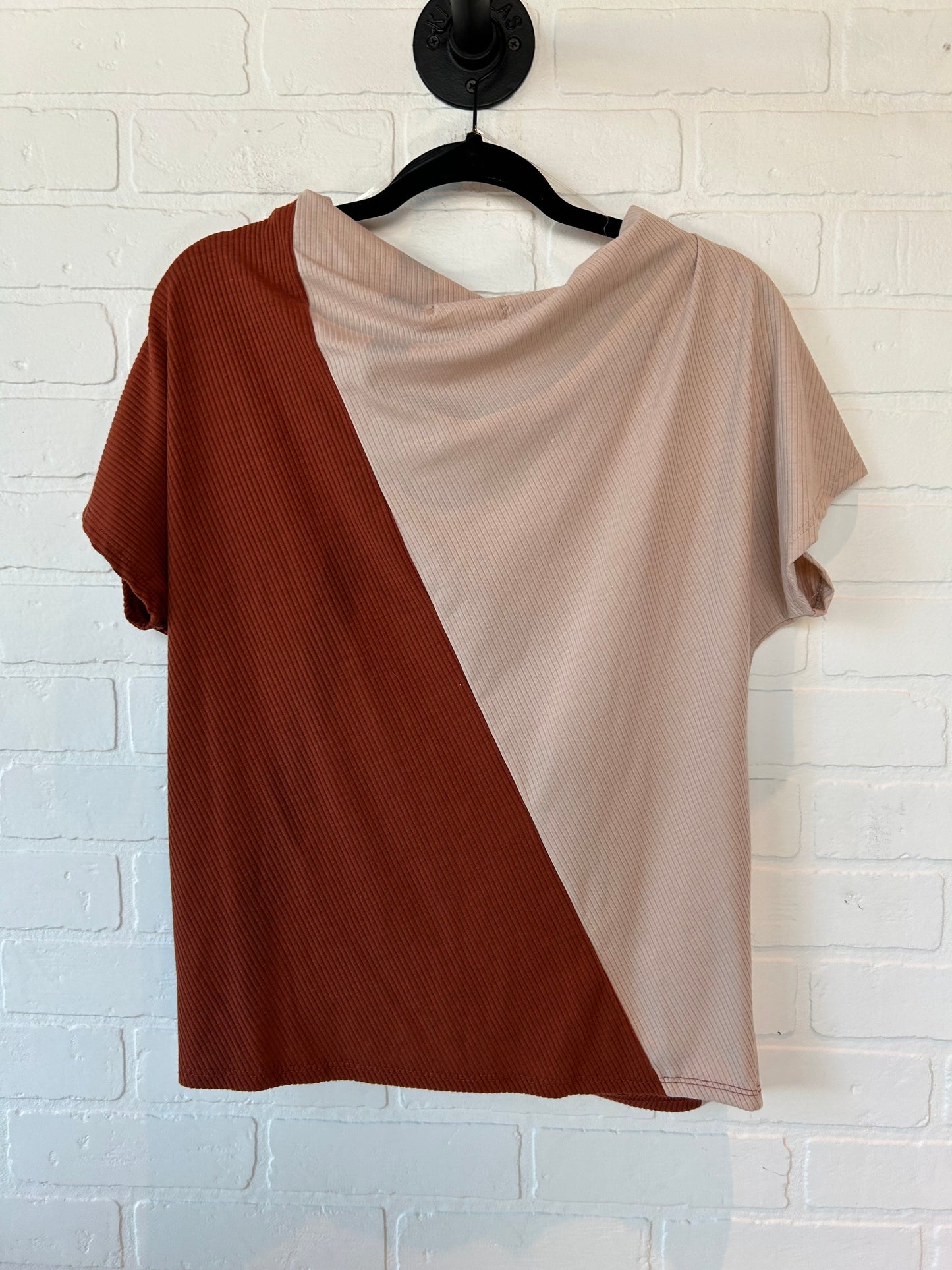 Brown & Cream Top Short Sleeve Entro, Size S