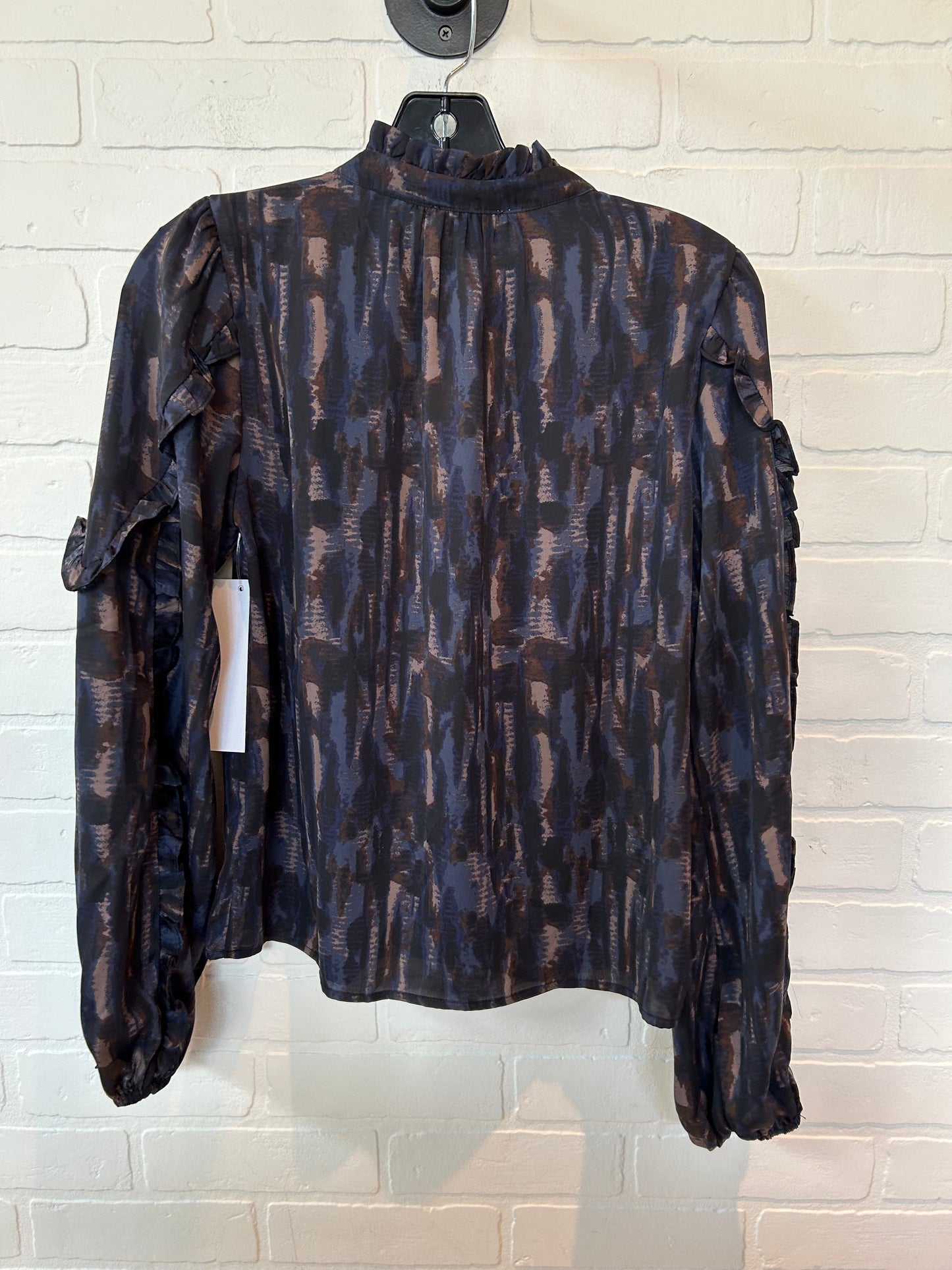 Blue & Brown Top Long Sleeve Evereve, Size Xs
