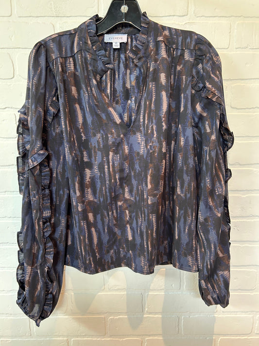 Blue & Brown Top Long Sleeve Evereve, Size Xs