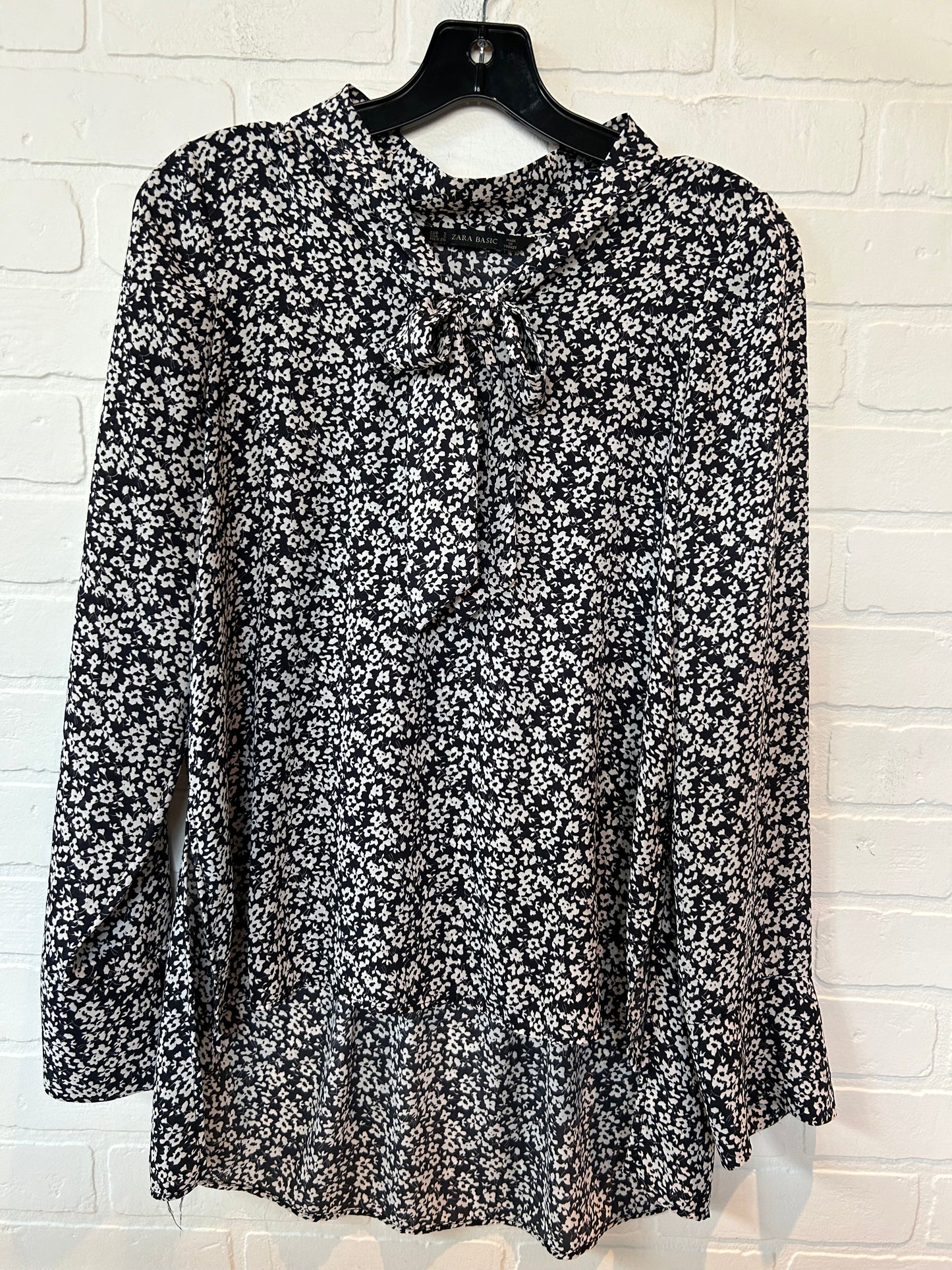 Black & White Top Long Sleeve Zara Basic, Size S