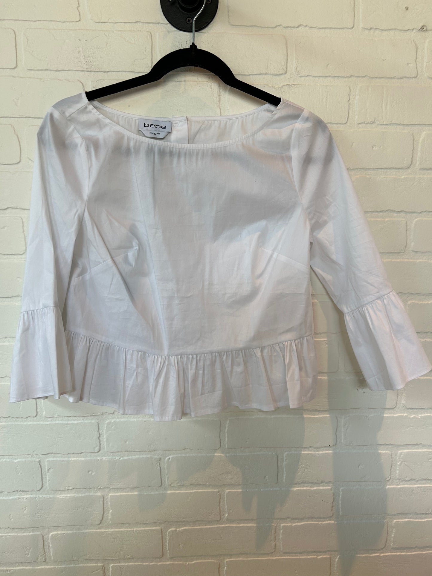 White Top 3/4 Sleeve Bebe, Size Xs