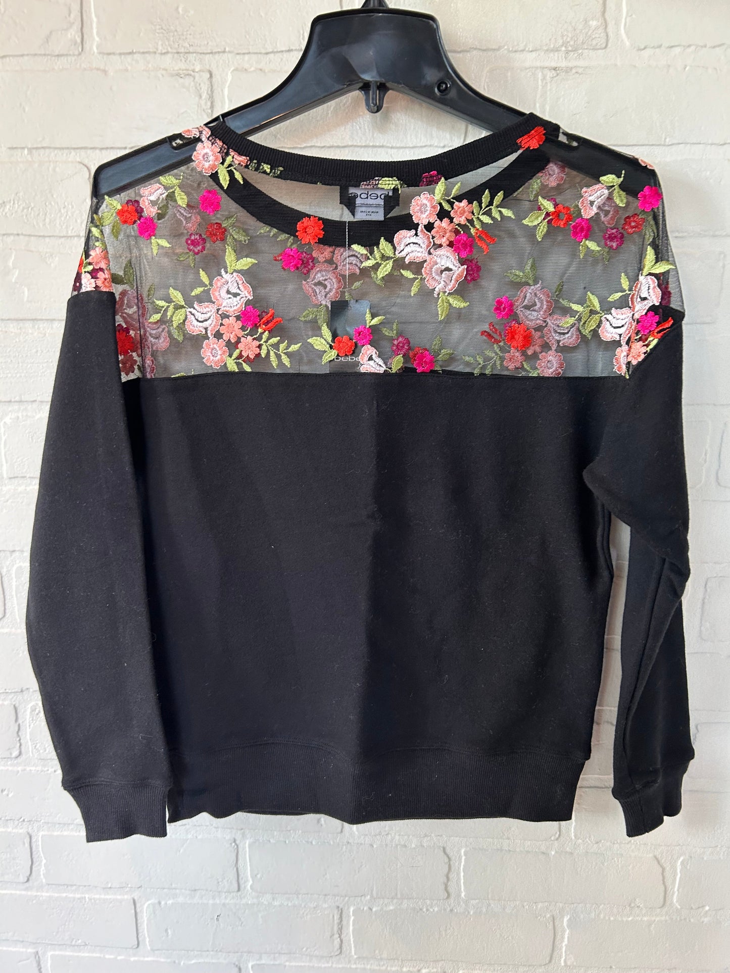 Black Top Long Sleeve Bebe, Size Xxs