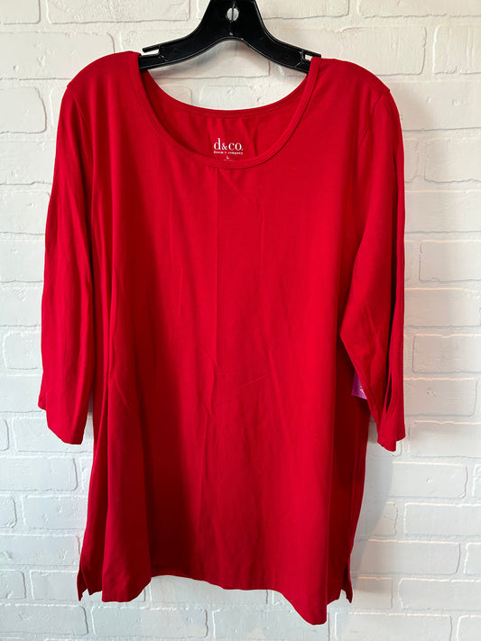 Red Top 3/4 Sleeve Basic Denim And Company, Size L